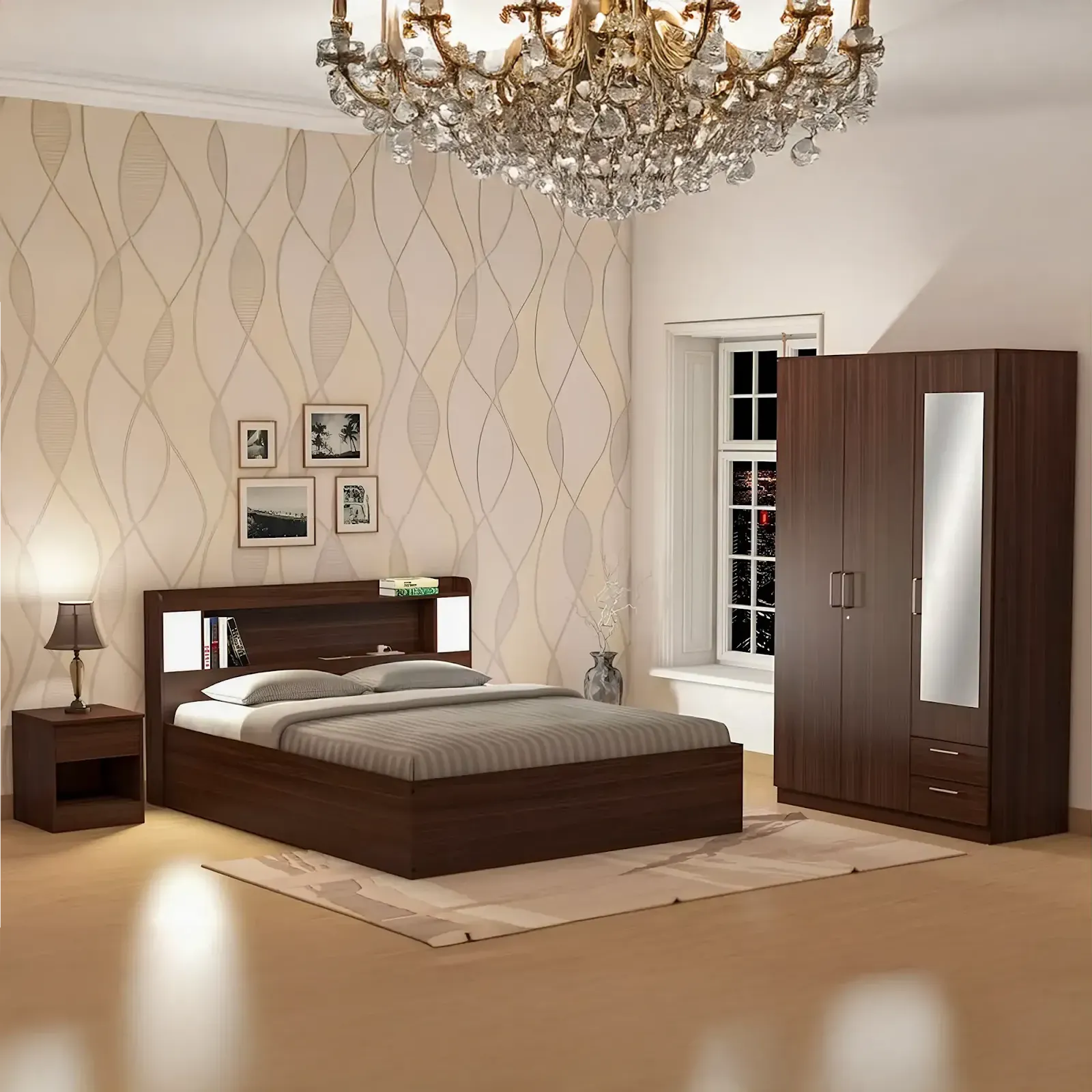 moon-light-bed-set Bedroom Combo (Bed + Wardrobe) - Image 1